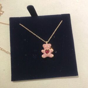 Swarovski pink bear necklace